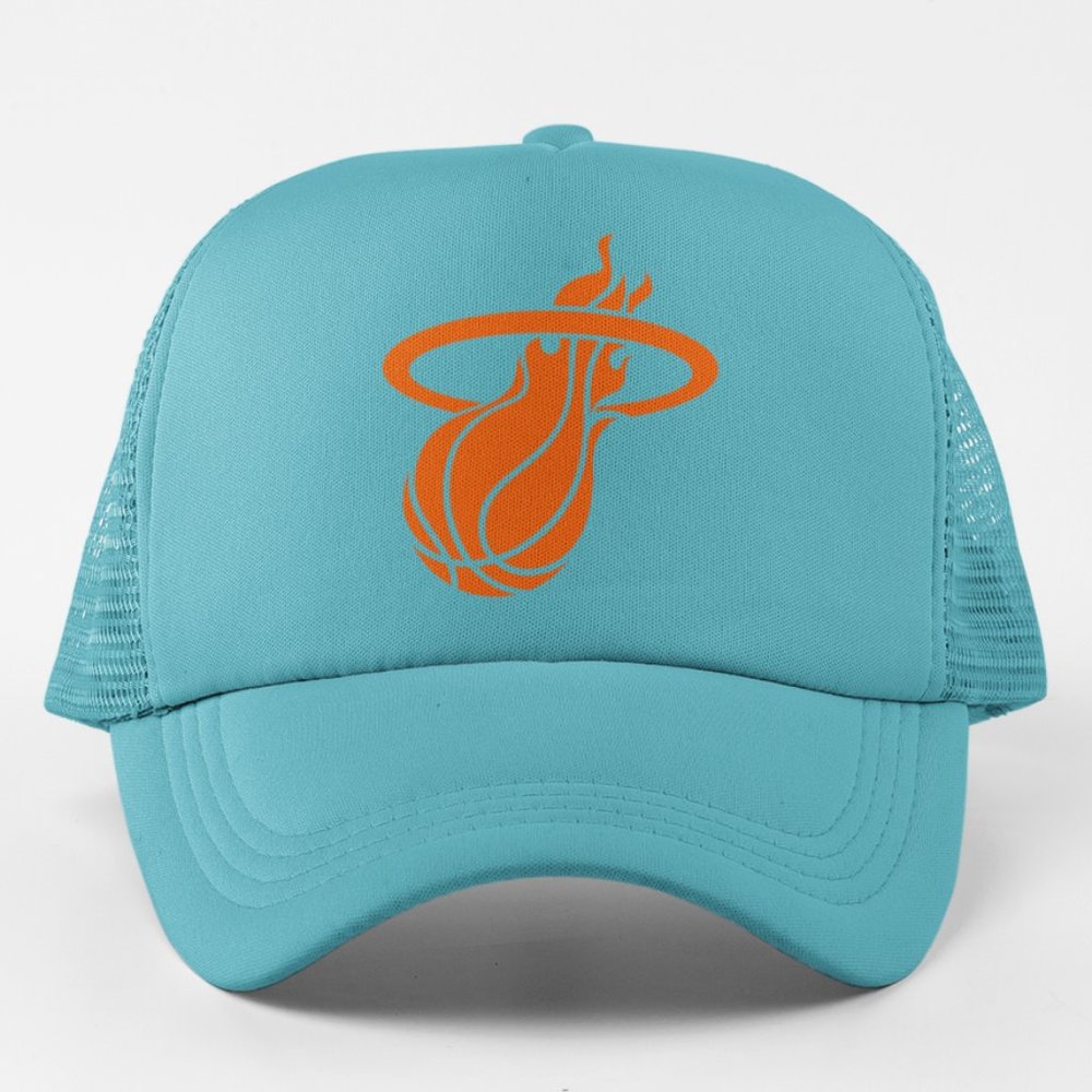 NEW Miami Heat Dolphins Logo Foam Trucker Snapback Hat TEAL